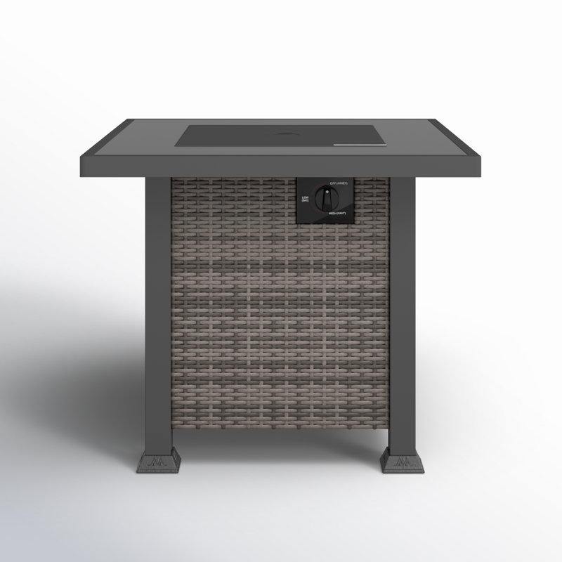 Amirea Square Propane Smokeless Fire Pit Table, Gray