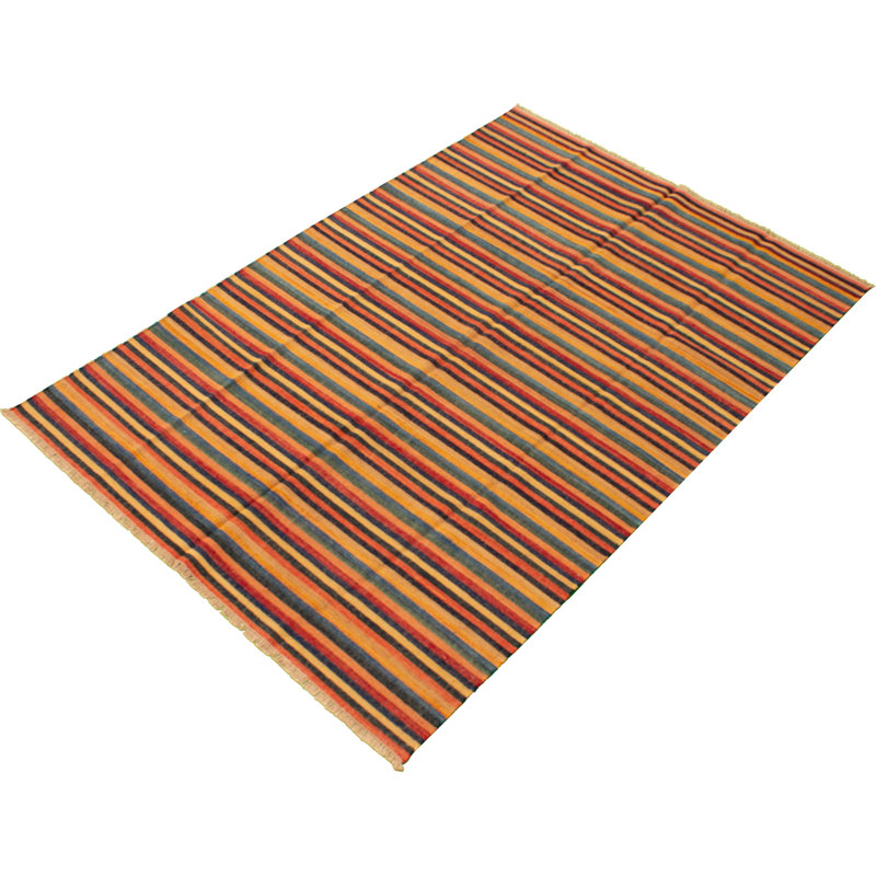 Tapis de zone en laine 6 pi 2 po x 8 pi 11 po one-of-kind à la main-noué la new age anatolian