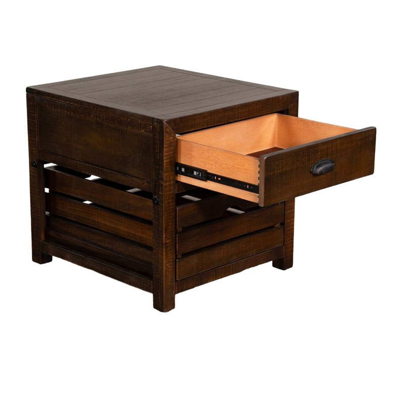Table de bout Flint, 1 tiroir, 1 caisse, bois d'acajou brun foncé, 26 po