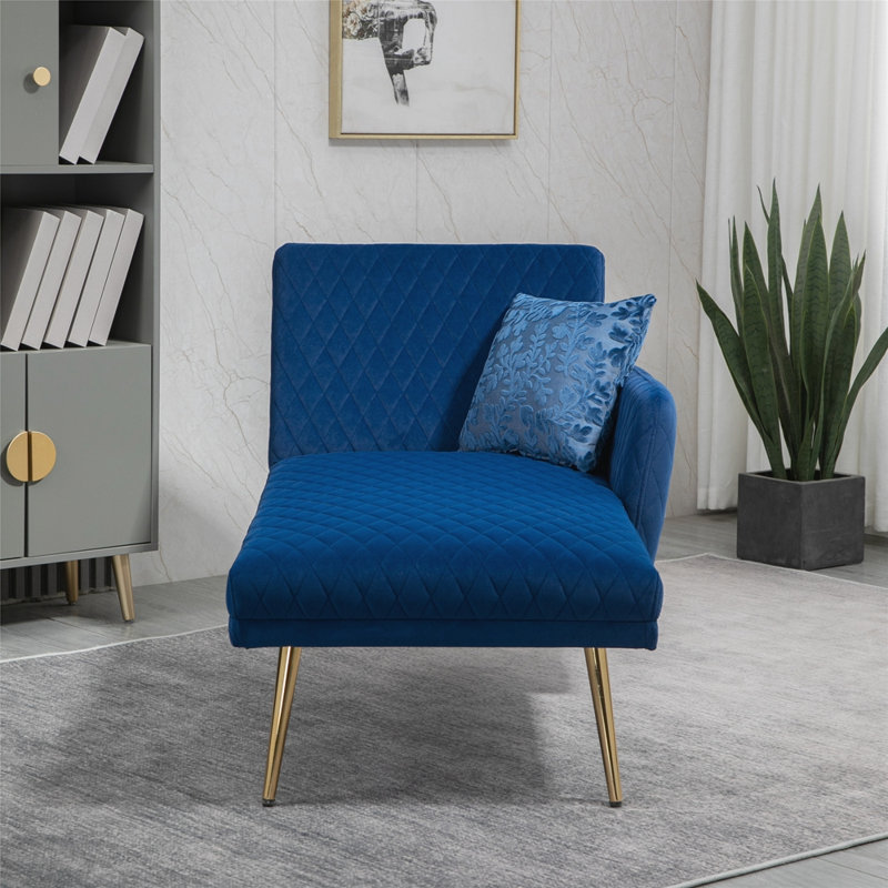 Chaise longue rembourrée Kix, 100 % polyester bleu marine