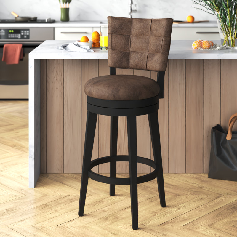 Tabouret de bar et de comptoir Bittu, Tabouret de bar (assise de 30 po de hauteur), Châtaignier