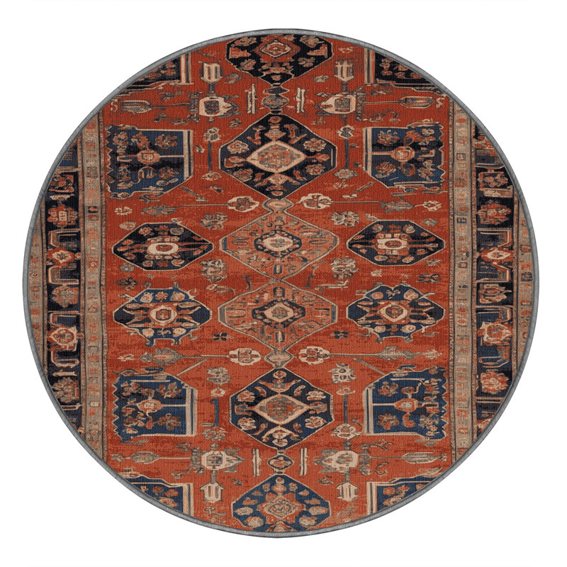 Tapis brun lavable à la machine, Rond 4 pi