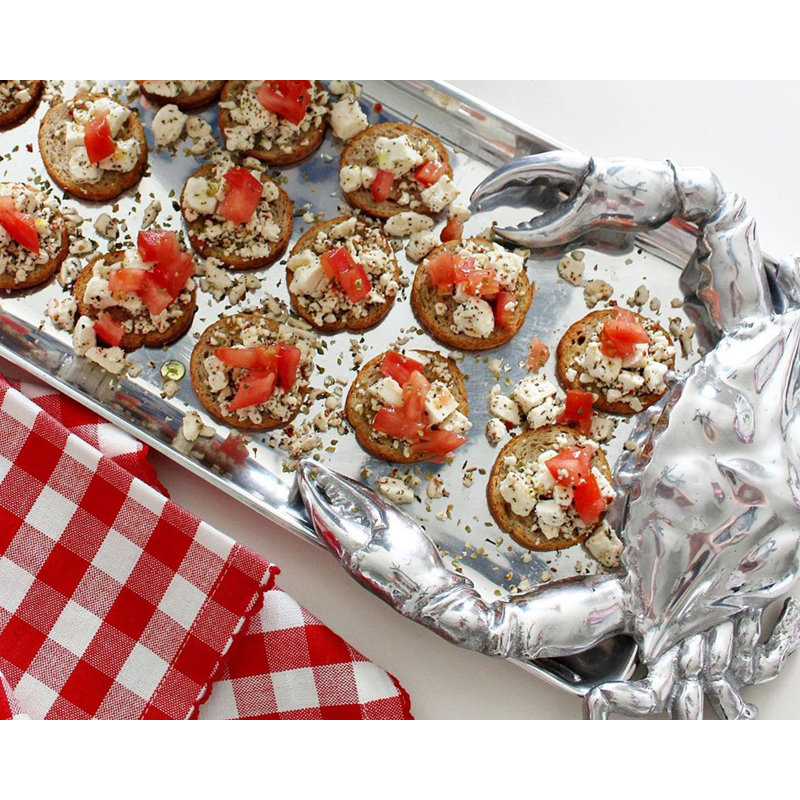 Coastal Aluminum Crab Oblong Serving Tray, 18 inch x 7 inch