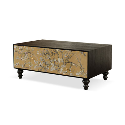 47.24" Black Solid Wood Rectangular Coffee Table