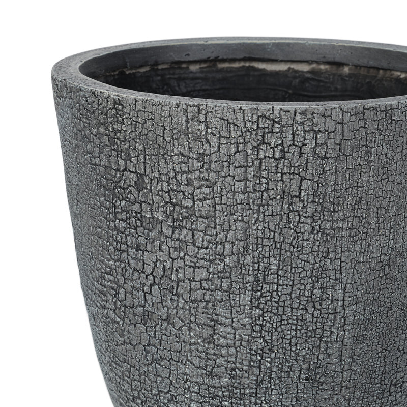 Rustic Crackle Durable MGO Outdoor Planter Set with Excellent Drainage, Gray