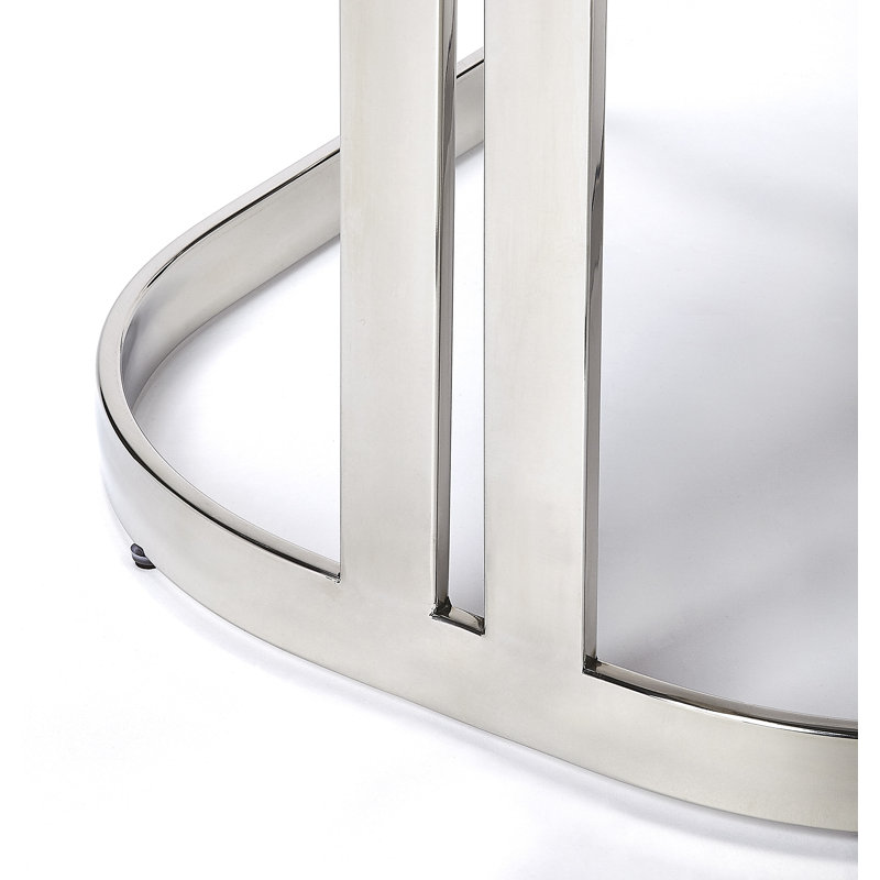 Butler Bravo Faux Leather Counter Stool, Counter Stool (24.5” Seat Height), Silver, White