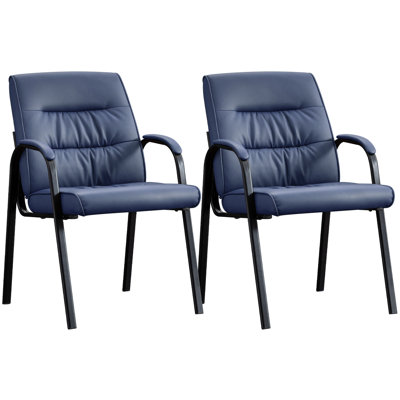 Ensemble de 2 chaises de réception pour bureau, chaises de salle de conférence, ensemble de 2 chaises pour salle d'attente, chaise de bureau moderne en cuir sans roulettes.