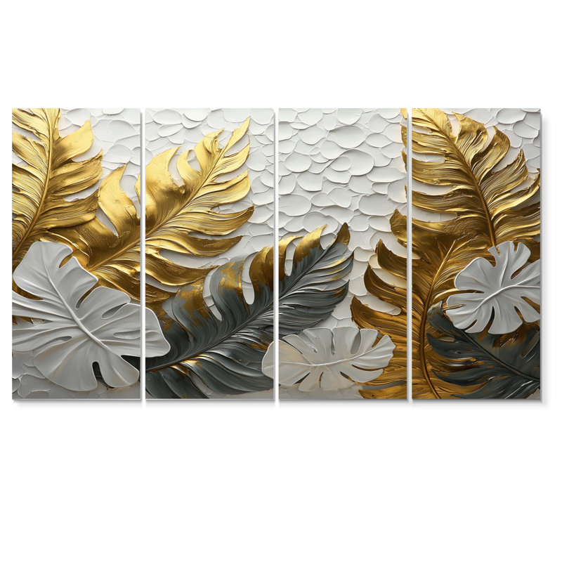 Golden Palms Midnight Collge II - art mural Palms - Art mural traditionnel sur toile, H 28 po x l 48 po, 4