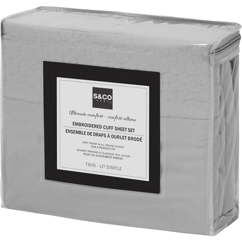 Microfiber Fitted Sheet, Light Gray, Double Sheet Set + 1 Fitted Sheet + 2 Pillowcases