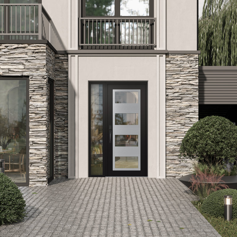 Porte d'entrée avant pré-montée Sidelite, L 53,25 po x H 81,69 po, Oui, Clair