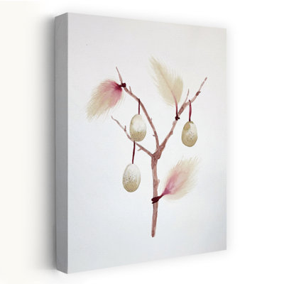 Branche de Pâques à plumes, impression délicate de printemps minimaliste élégant