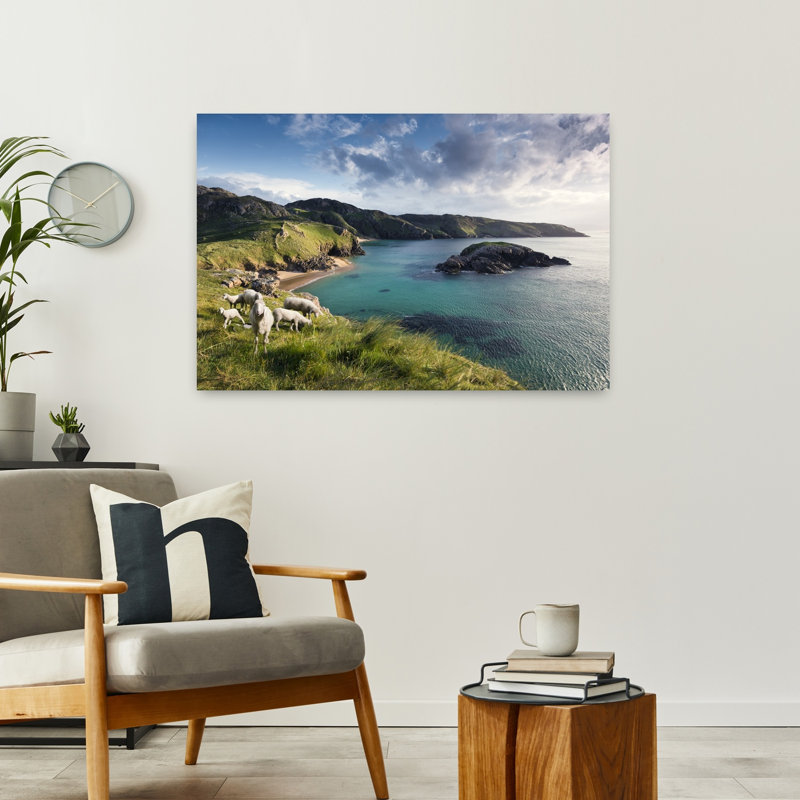 Paysage côtier irlandais abstrait, art mural, H 24 po x l 36 po