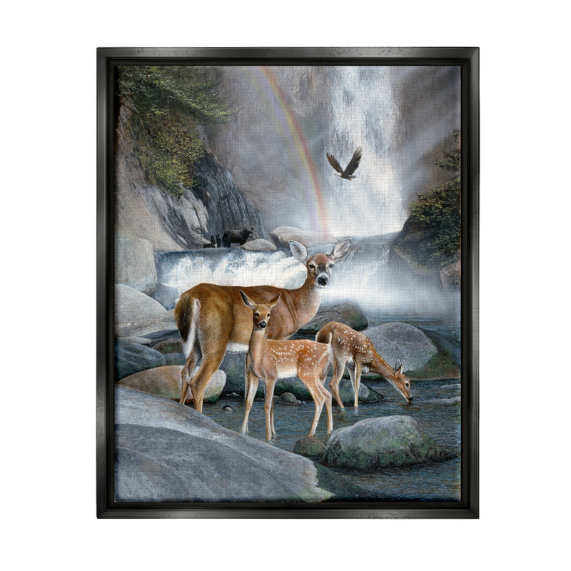 «Stupell Industries Deer Family» par Waterfall, art mural sur toile par Kevin Daniel, H 21 po x l 17 po x P 1,7 po