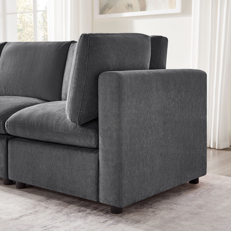 Canapé modulaire rembourré 6 pièces Zariza, Mélange de polyester gris