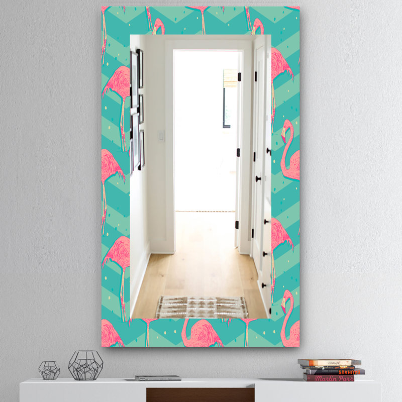 Miroir mural traditionnel flamant rose 1, H 39,4 po x l 29,5 po