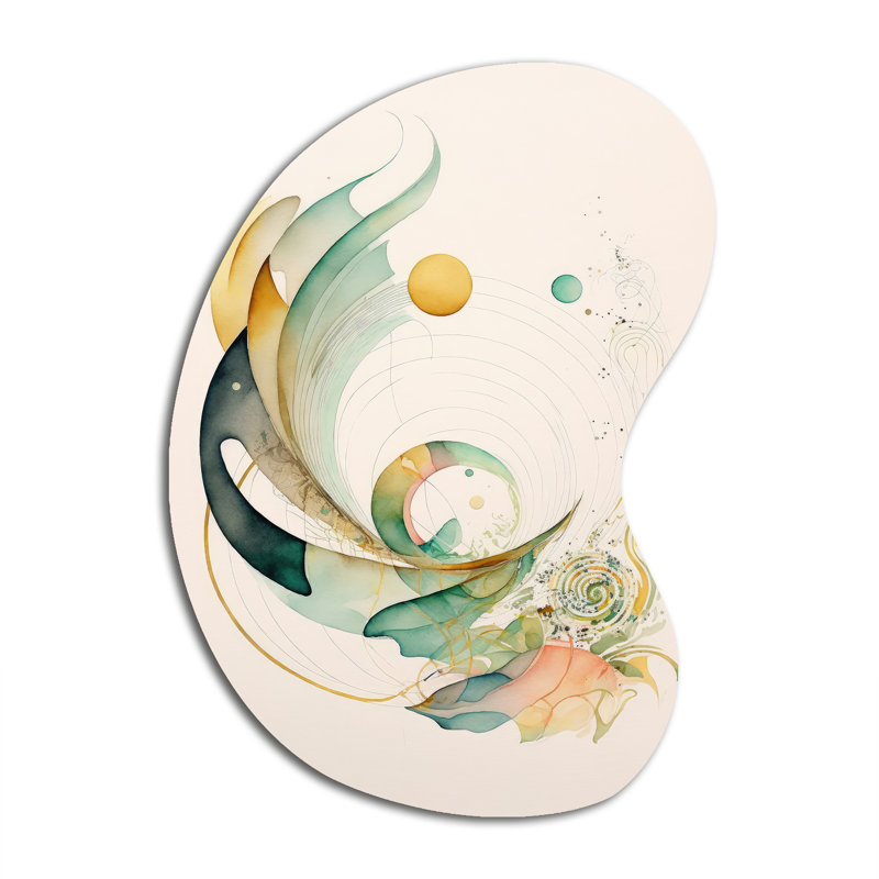 Tourbillon abstrait vert - spirale abstraite asymétrique, décoration murale en métal de forme unique, H 39 po x l 28 po