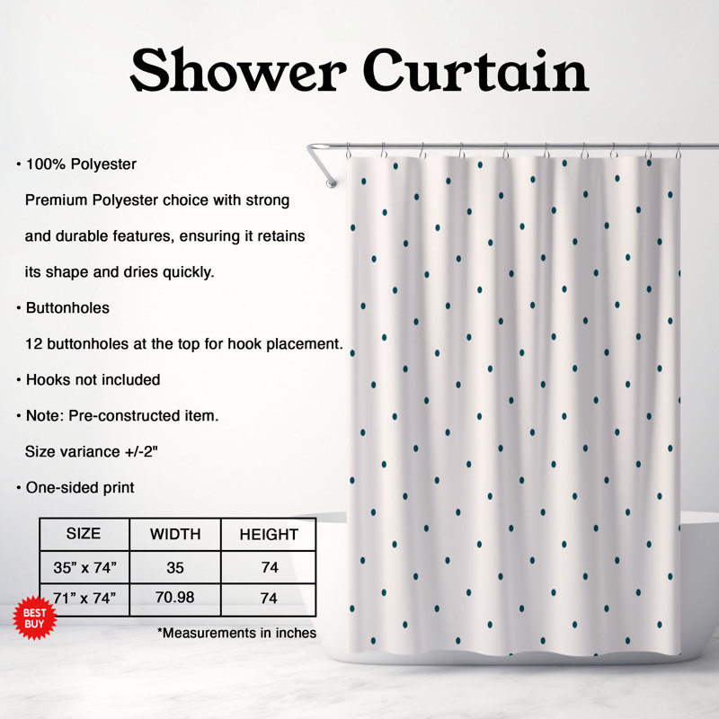 Rideau de douche Blue Speck - Premium, H 74 po x l 71 po