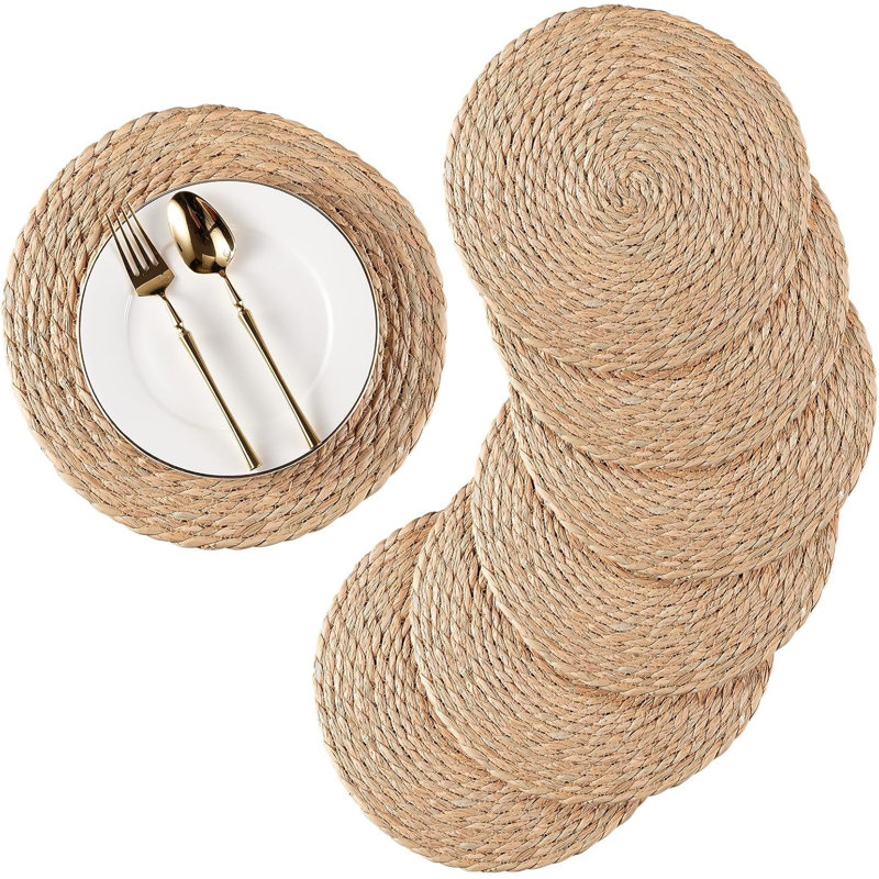 Ensemble de 4 napperons tissés jacinthe d'eau, Rond 13,5 po