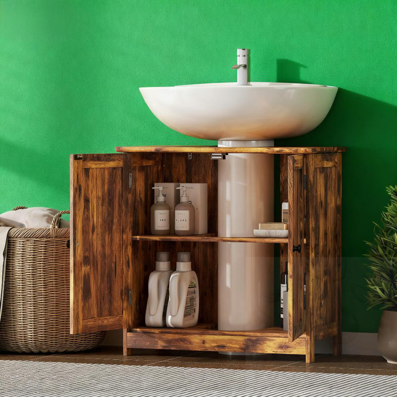 Bathroom Cabinet With 2 Doors, Rustic Brown