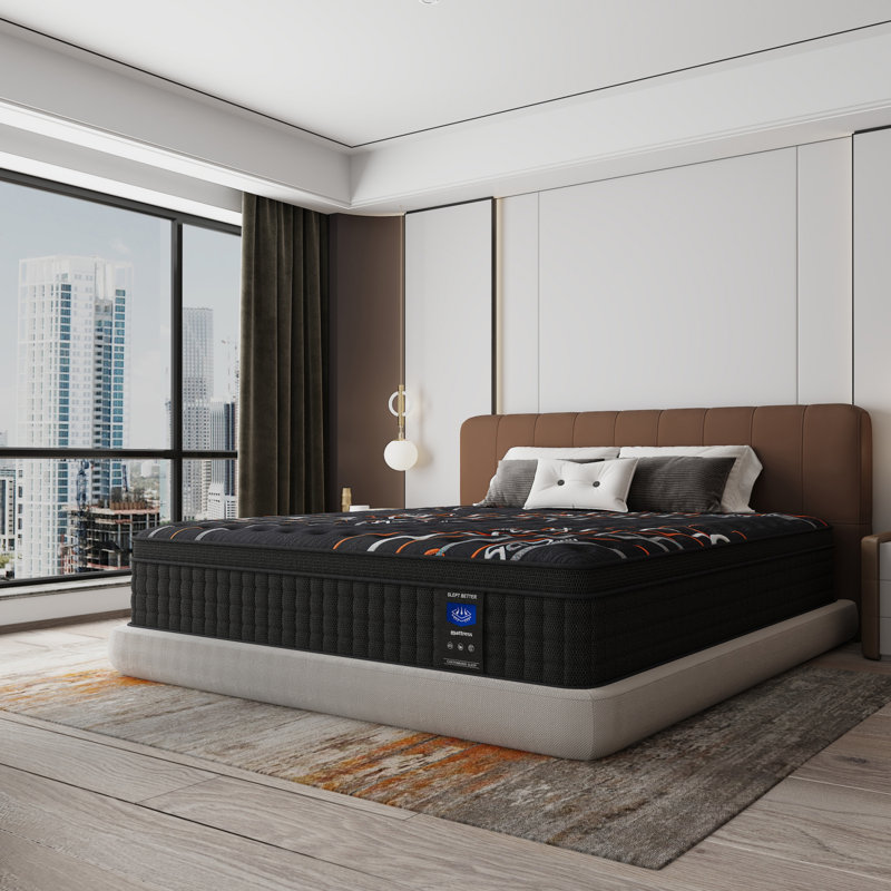 Matelas en mousse à mémoire de forme hybride de 12 pouces à ressorts ensachés individuellement avec matelas Euro, Lit double