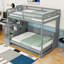 Wooden Twin Over Twin Bunk Bed With Stairs And Shelves-188853815