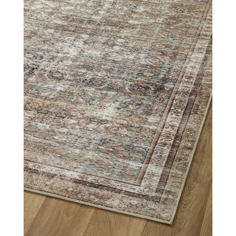 Jules Vintage Oriental Blue Synthetic 2'x5' Area Rug