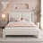 Upholstered Platform Bed with Wingback Headboard and Charging Ports-612863101-709528938