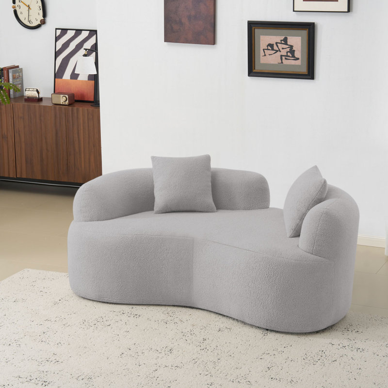 Causeuse incurvée à compression complète de 72,8 pouces, tissu en velours de peluche, canapé compact sans assemblage pour petits espaces et appartements, capacité de 350 lb