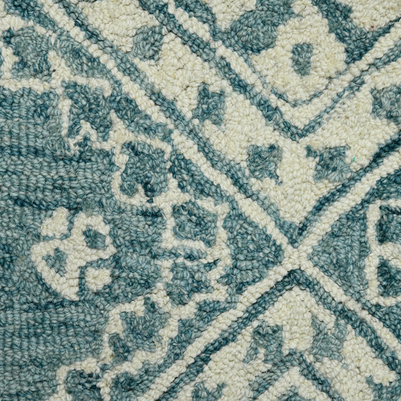 Tapis bleu en laine touffeté à la main Laurent, Rectangle 2 pi x 3 pi