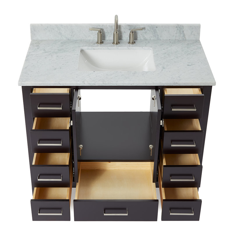 Ensemble de meuble-lavabo simple Flynt, Forme rectangulaire, Espresso / nickel brossé, L 43 po