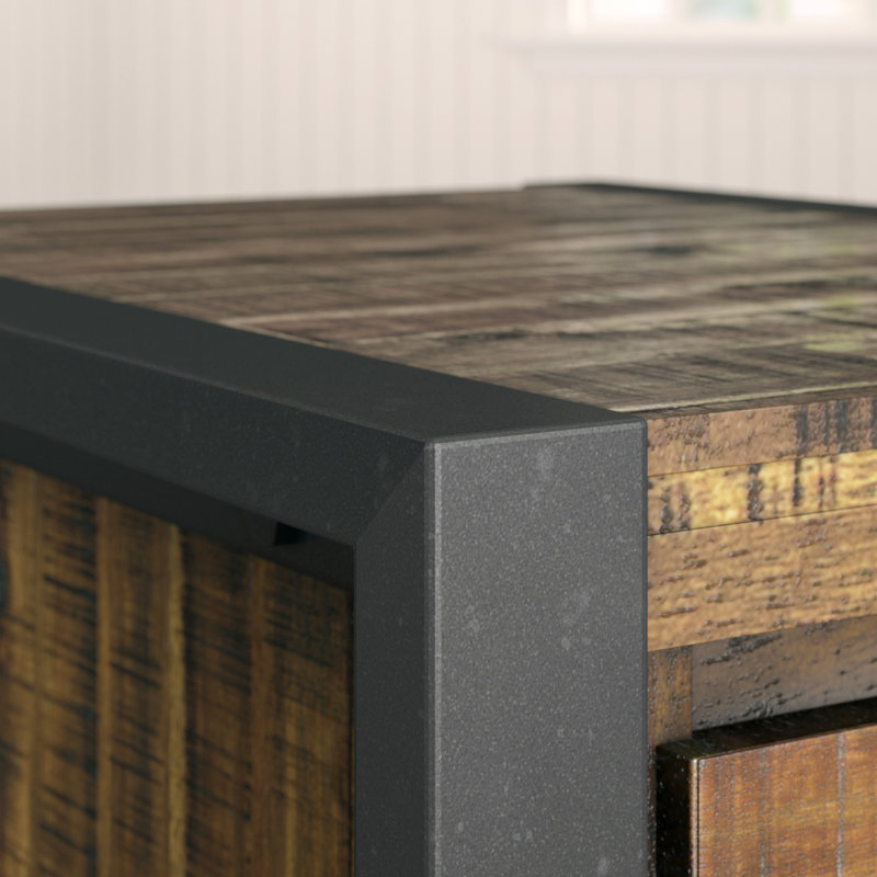 Crysta Solid Wood Top End Table with Storage
