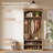 Farmhouse Hall Tree 31.5" Wide with Bench, Shoe Storage & 5 Hooks