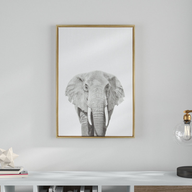 «Elephant Portrait» par Simon Te, reproduction d'art sur toile encadrée, Cadre doré
