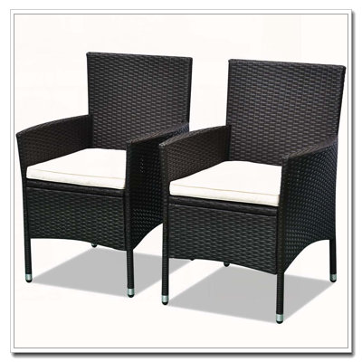 Ensemble de 2 chaises de salle à manger en osier avec coussins rembourrés Outsunny
