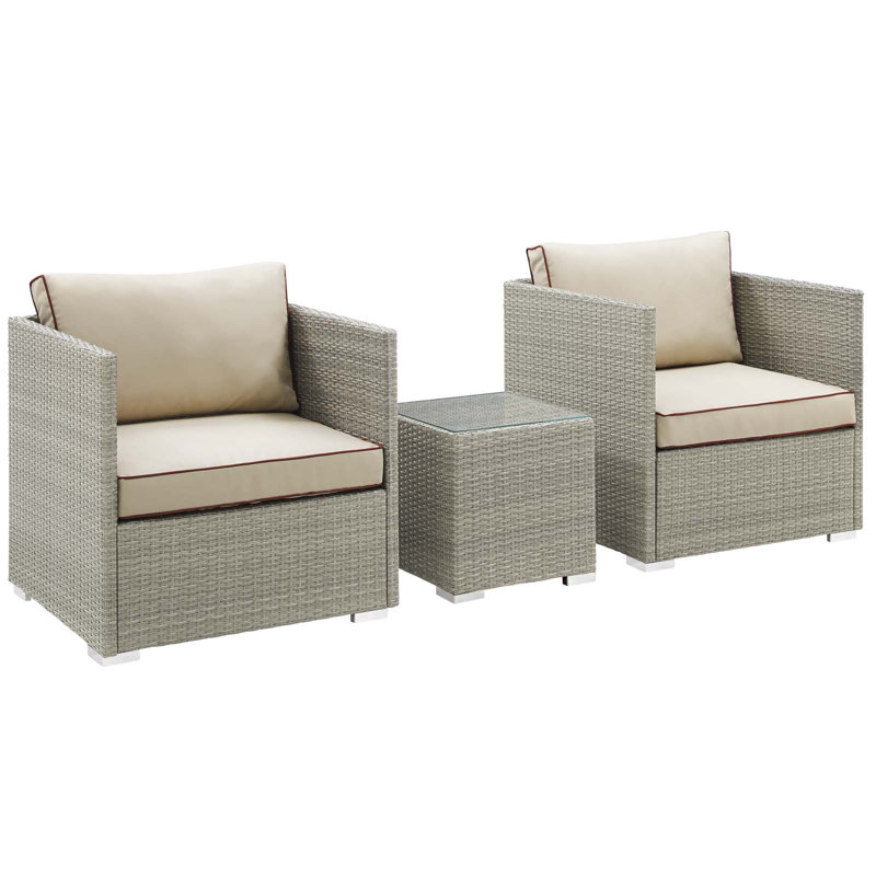 Heinrich 3 Piece Conversation Set with Cushions, Beige