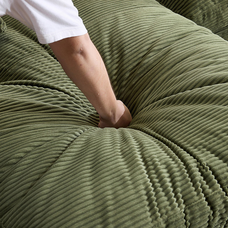 Canapé compressé avec 3 coussins de dossier et 2 coussins décoratifs, tissu en velours côtelé doux pour le confort et le style