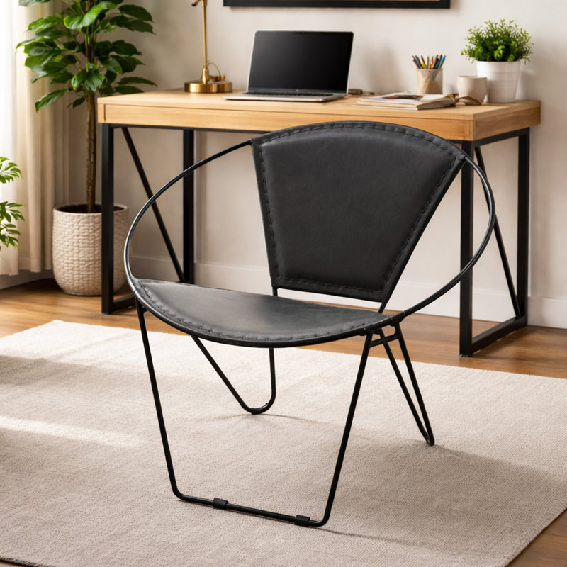 Fauteuil d'appoint en cuir Arcline - noir
