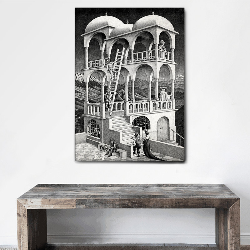 Belvedere by M.C. Escher - No Frame Print on Canvas, 100cm H x 140cm W