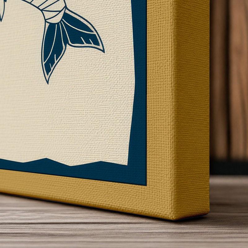 Fish Geometric - Wrapped Canvas, 30x20 - 76.2 x 50.8 cm, Ochre Border
