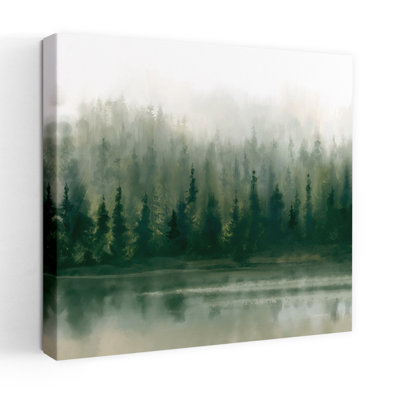 Misty Forest Evergreen Contemporary Forest Art