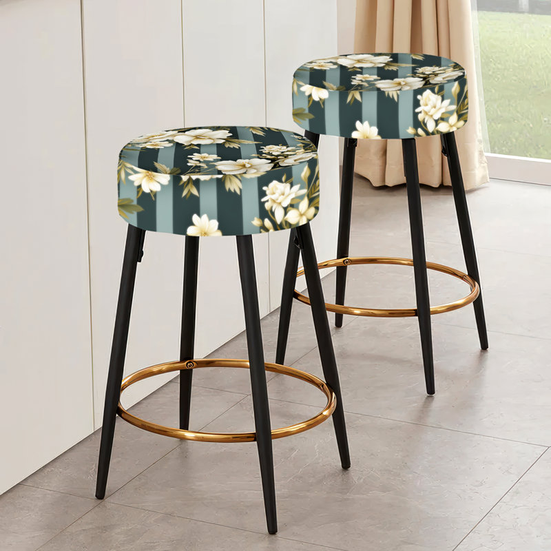 Classic Elegant Striped Floral Dreamscape - Ensemble de 2 tabourets de bar rayés