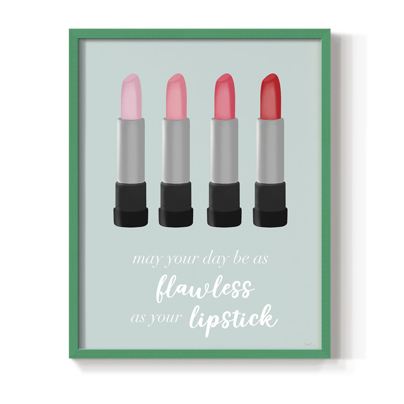 Flawless Lipstick Framed Print - Solid Wood, Green, 15" H x 12" W