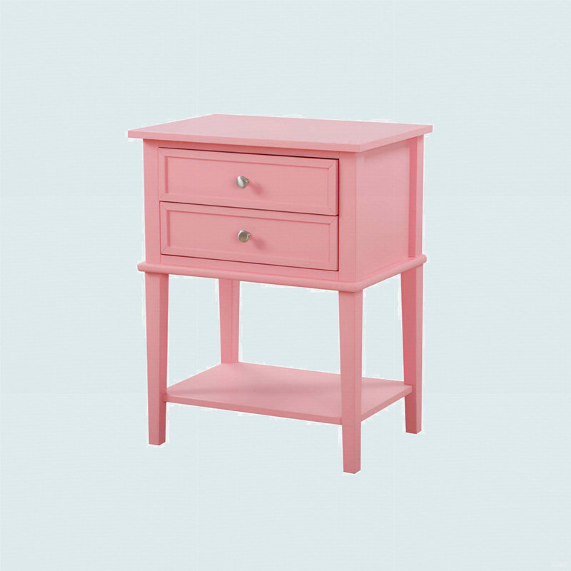 Contemporary Pink Nightstand With Open Shelf