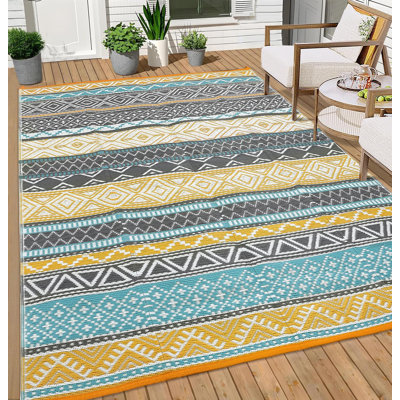 Tapis d'extérieur imperméable 9 pi x 12 pi pour dégagement de patio, tapis de camping en paille en plastique réversible pour l'extérieur, tapis de grand tapis pour camping-car, camping, terrasse, balcon, plage, pique-nique, tapis résistant aux rayon