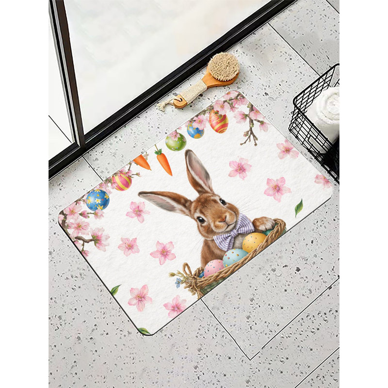 Easter Bunny in Basket Bath Mat, 36 x 24 inch
