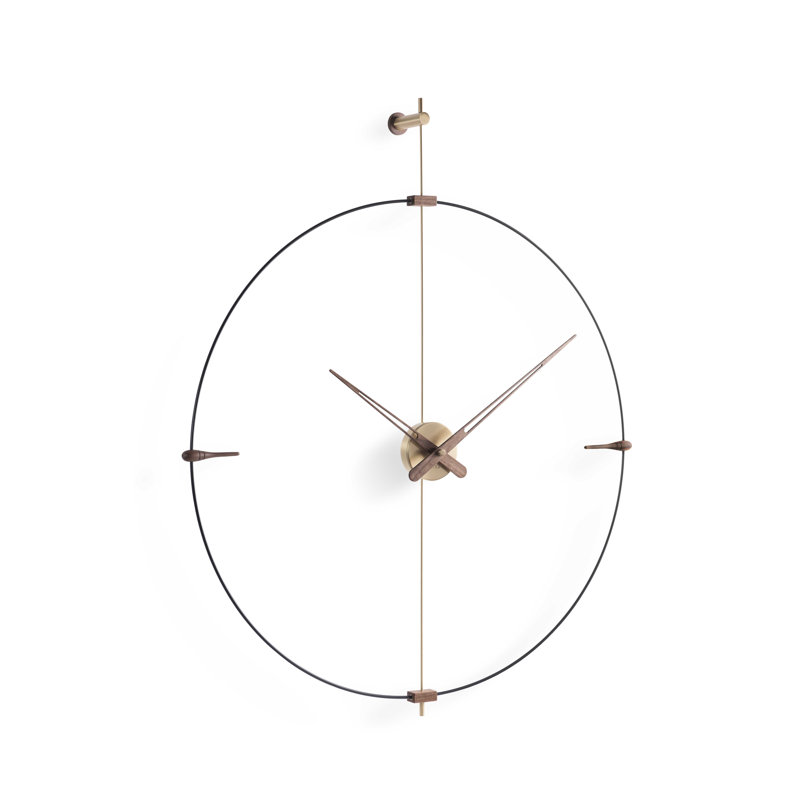 Mini Bilbao Analog Wall Clock, Brass/Walnut
