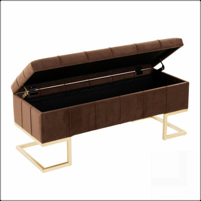 Banc de rangement en acier doré