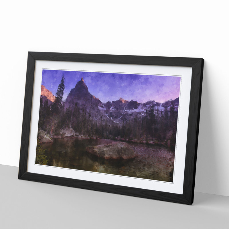 Eagle Peak Mountain - Picture Frame Painting, 48cm H x 65cm W x 2cm D, Black Framed