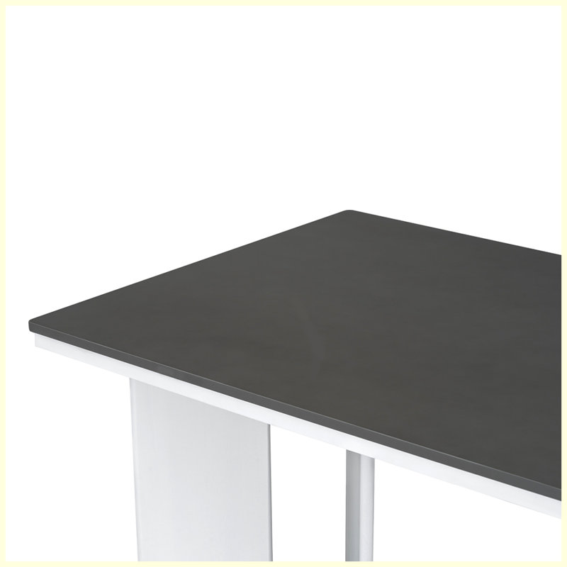 Ensemble de table de salle à manger moderne 7 pièces avec 6 chaises rembourrées, Gris foncé / Blanc, Gris