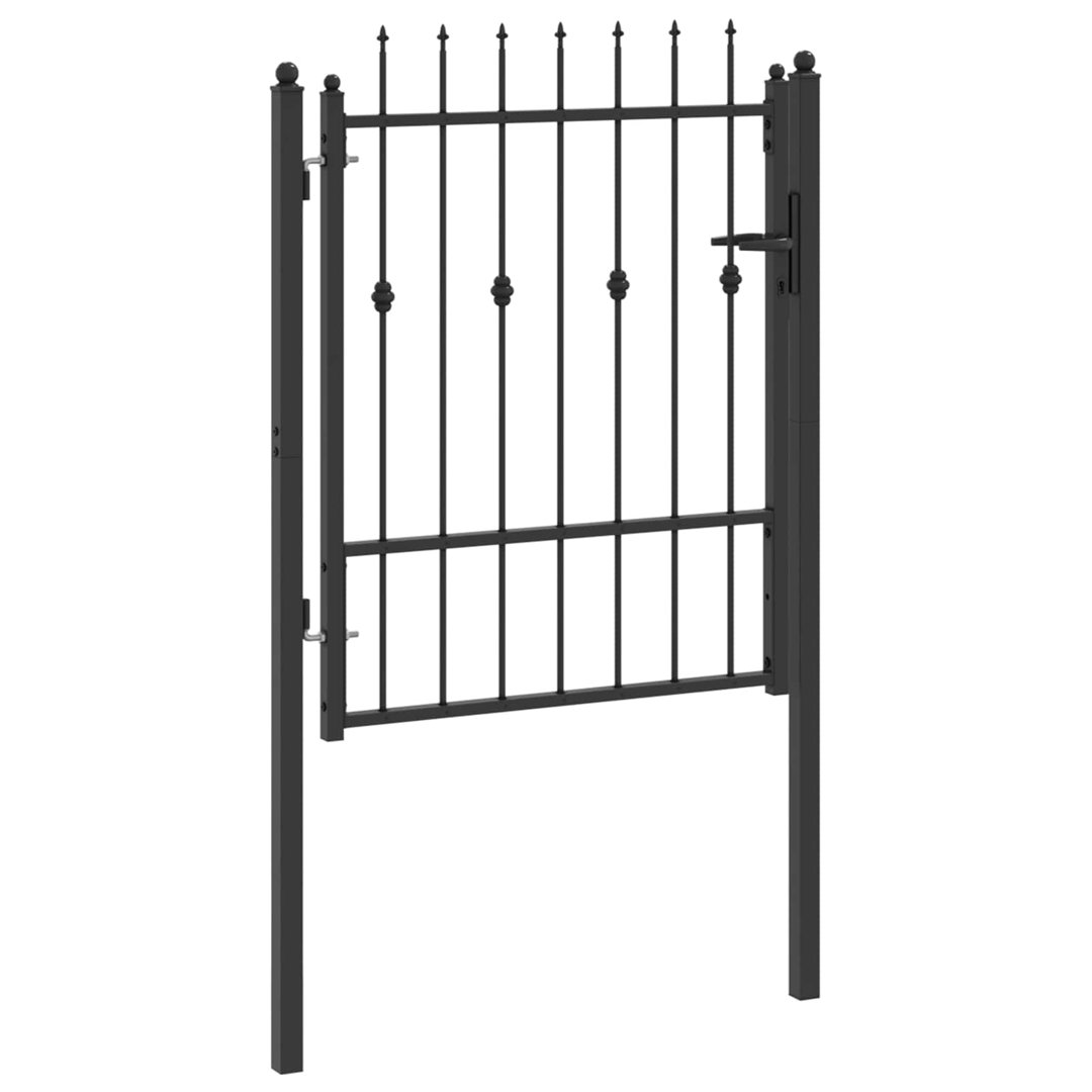 Vidaxl Fence Gate HORST Black Metal Outdoor Barrier Security Perimeter Modern
